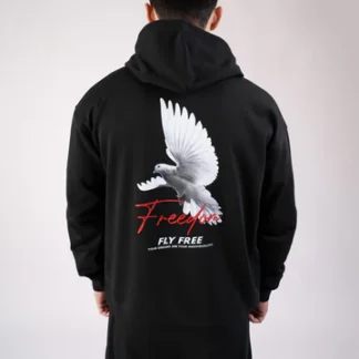 Black Freedom Oversize Drop Shoulder Hoodie
