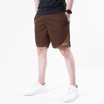 Brown Quick Dry Shorts with Slash Mustard Front Panel
