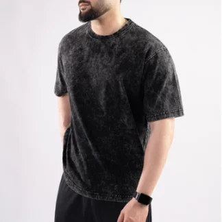 Black Acid Wash Oversize T-Shirt