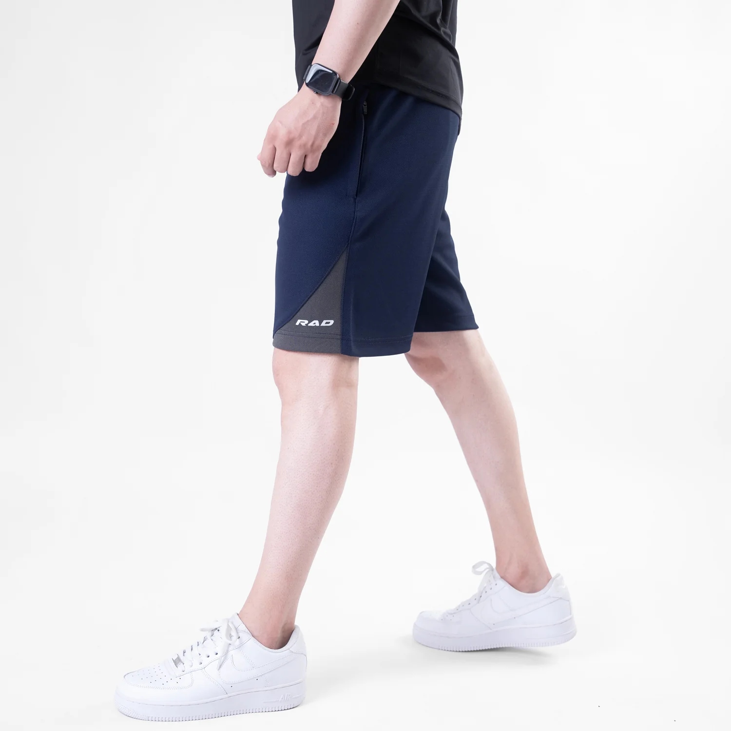 Navy Quick Dry Shorts with Slash Gray Front Panel