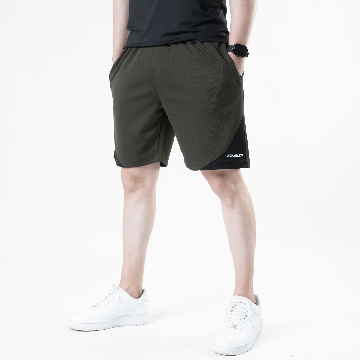 Olive Quick Dry Shorts with Slash Black Front Panel - Image 4