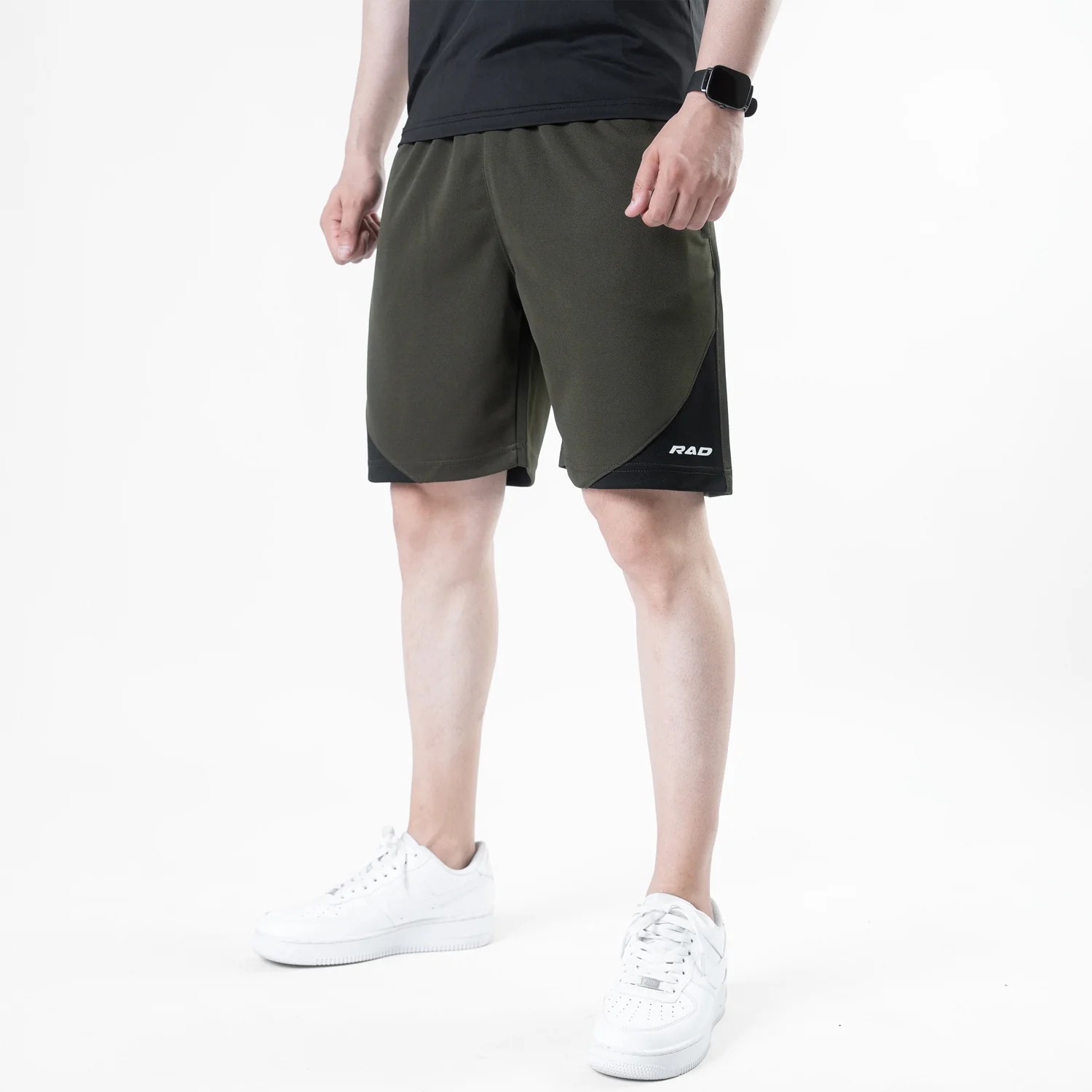 Olive Quick Dry Shorts with Slash Black Front Panel - Image 3
