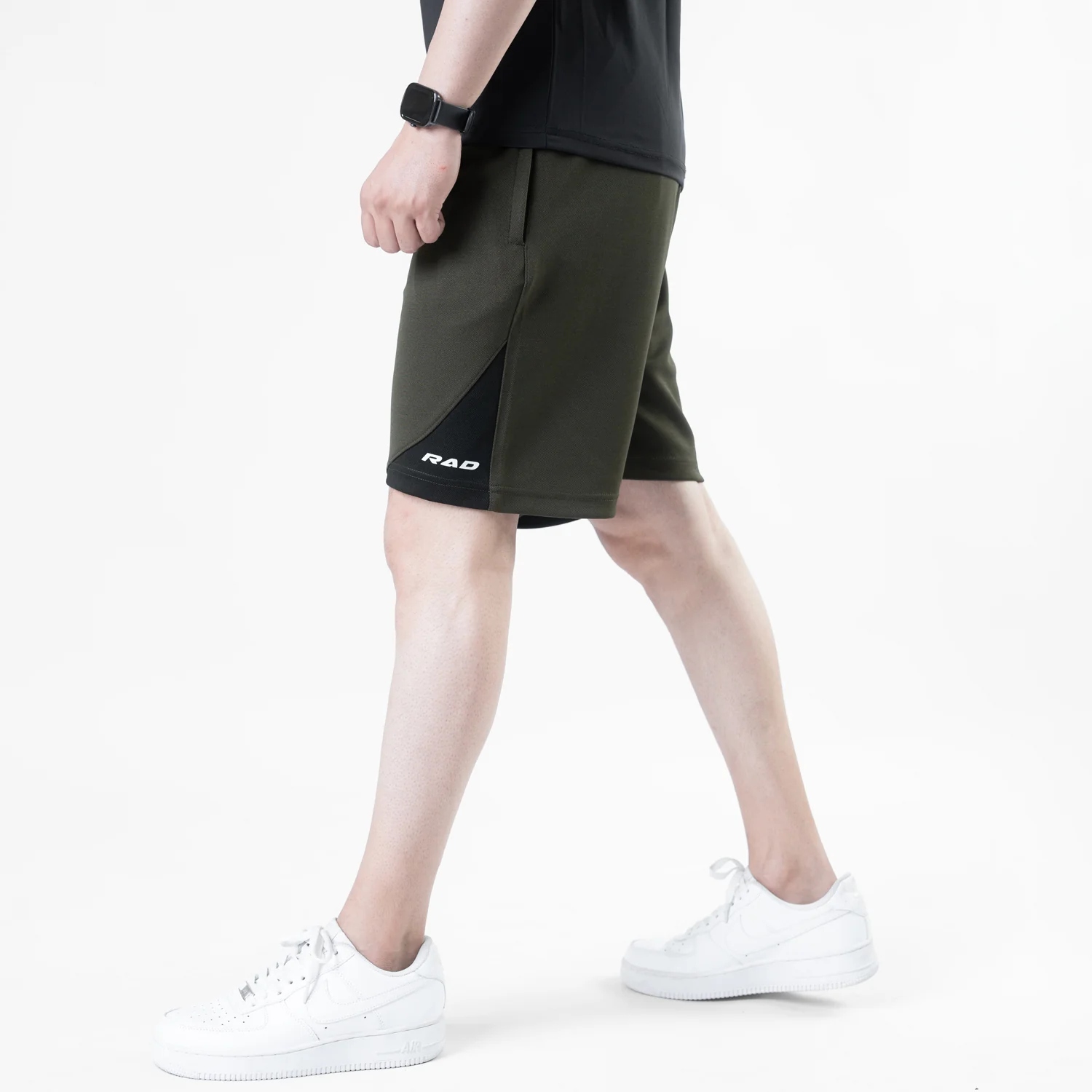 Olive Quick Dry Shorts with Slash Black Front Panel - Image 2